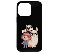 No Llama Drama Cute Cartoon Llama Lunettes de soleil cheveux rouges Coque pour iPhone 13 Pro