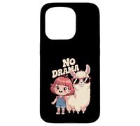 No Llama Drama Cute Cartoon Llama Lunettes de soleil cheveux rouges Coque pour iPhone 15 Pro