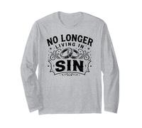 No Longer Living in Sin Funny Christian Wedding Just Married Manche Longue