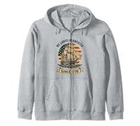 No Lords in America Since 1776 Vintage Sailing Ship 4 juillet Sweat à Capuche