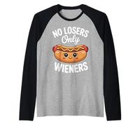 No Losers Only Wieners Funny Hot Dog Pun Humour Mignon Manche Raglan