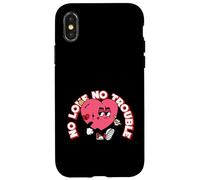 No Love No Trouble (Graphique en Forme de cœur Amusant) Coque pour iPhone X/XS