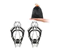 No Lumping Crampon 18 Spikes Traction Cleats Women Men Anti-slip Ice Snow Grip With Storage Pouch Walking Hiking(18 Teeth Black XL)
