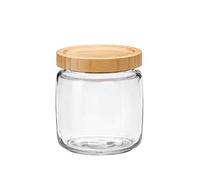 No Manufacturer 1 Pot de Cuisine en Verre avec Bouchon en Bambou, 750 ML.Bormioli 666240-MAU Boite de Conservation en Verre FRIGOVERRE-Couvercle Bambou-750 ML