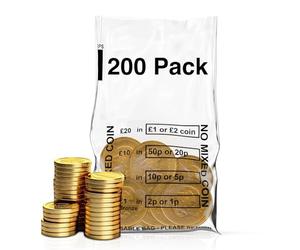 No Mixed Coin/200 sachets de banque pour les pièces de monnaie