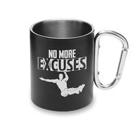 No More Excuses Motivation Street Workout Tasse en métal avec poignée mousqueton, tasse de camping