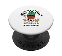 No Music No Good (Déclaration de Batteur de Musicien Amusant) PopSockets PopGrip Adhésif