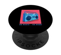 No Music No Good (Tape Deck Retro Graphic) PopSockets PopGrip Adhésif