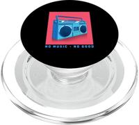 No Music No Good (Tape Deck Retro Graphic) PopSockets PopGrip pour MagSafe