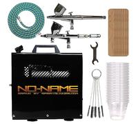 NO-NAME Kit aérographe avec compresseur Master Blaster II, kit aérographe double action pour art, tatouage, décoration de gâteau, maquillage, nail art et peinture de maquette (BD-180K et BD-130K avec