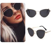 No Name Ltd Cateye Lunettes de soleil pour femme Style années 50 rétro vintage fin œil de chat Celeb IBIZA 2025 Tendance, Noir/doré, Taille unique