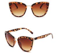No Name Ltd Lunettes de soleil surdimensionnées œil de chat pour femme avec verres dégradés et monture dorée rétro tendance, Cadre léopard, Big