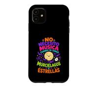 No Necesito Música Citation Halloween Lune et Chauve-Souris Coque pour iPhone 11