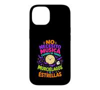 No Necesito Música Citation Halloween Lune et Chauve-Souris Coque pour iPhone 14