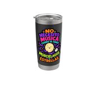 No Necesito Música Citation Halloween Lune et Chauve-souris Gobelet isotherme en acier inoxydable double paroi