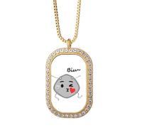 no/no Air Fly Kiss Collier avec pendentif en forme de tête et cristal Doré