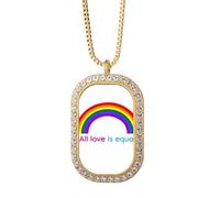 no/no All Love Is Equal Collier avec pendentif en cristal et diamant Doré