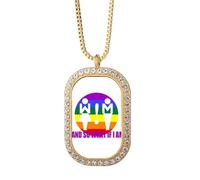 no/no And So What If I Am Collier avec pendentif en cristal de diamant Doré