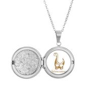 no/no B Dinosaure Diplodocus Art Déco Fashion Médaillon Collier Hold Photo Bijoux Cadeau d'anniversaire