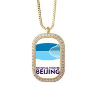 no/no Beijing National Theatre Urban Tourism China Collier Pendentif Diamant Cristal Doré