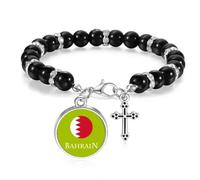 no/no Bracelet de perles avec drapeau asiatique du Bahreïn - Golfe Persique - Bijoux bohèmes