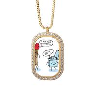 no/no Briquet Match Life Consanguinité Collier Pendentif Diamant Cristal Doré