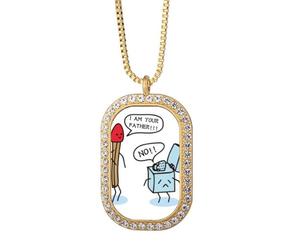 no/no Briquet Match Life Consanguinité Collier Pendentif Diamant Cristal Doré