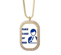 no/no Care Men Blessure Body Art Deco Fashion Collier Pendentif Diamant Cristal Doré