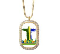 no/no Carnaval Architecture Rio Collier avec pendentif en cristal de diamant Doré