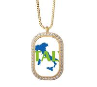no/no Carte Italie UE Barcelone Collier Pendentif Diamant Cristal Bijoux Doré