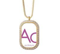 no/no Chestry Elements Collier avec pendentif en forme de tableau périodique Actinide Actinium Ac Cristal Diamant Doré
