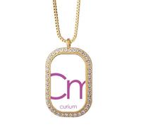no/no Chestry Elements Collier avec pendentif en forme de tableau périodique Actinide Curium Diamant Cristal Doré