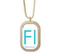 no/no Chestry Elements Collier avec pendentif en forme de tableau périodique en métal pauvre Flerovium Fl