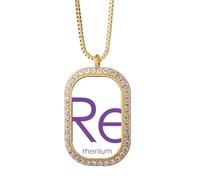 no/no Chestry Elements Collier avec pendentif en forme de tableau périodique en rhénium Doré