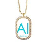 no/no Chestry Elements Collier avec pendentif en forme de tableau périodique Métal pauvre Alunium Al Diamant Cristal Doré