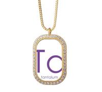 no/no Chestry Elements Collier avec pendentif en forme de tableau périodique Tantale Ta et cristaux Doré