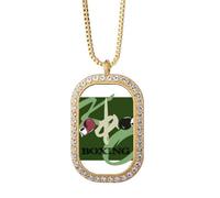 no/no China Gym Boxing KO Art Deco Fashion Collier Pendentif Diamant Cristal Doré Bijoux