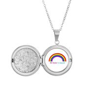 no/no Collier avec médaillon All Love Is Equal Art déco tendance pour accrocher une photo, bijoux, cadeau d'anniversaire