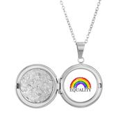 no/no Collier avec médaillon arc-en-ciel pour différence, identité et égalité des sexes - Cadeau d'anniversaire
