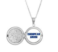 no/no Collier avec médaillon avec drapeau de l'Union européenne - Cadeau d'anniversaire