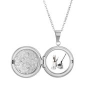 no/no Collier avec médaillon blanc composé de pinceaux pour l'héritage - Cadeau d'anniversaire