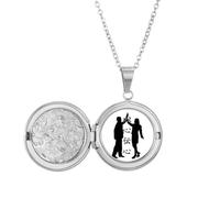no/no Collier avec médaillon « Couple's Wishes Feel Tacit » pour tenir une photo, bijoux, cadeau d'anniversaire