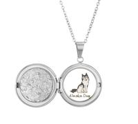 no/no Collier avec médaillon de race de chien de l'Alaska, style Art Déco, style USA