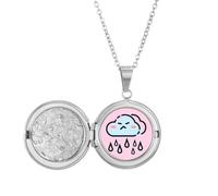no/no Collier avec médaillon en forme d'animation de pluie - Cadeau d'anniversaire