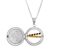 no/no Collier avec médaillon en forme de bande noire et jaune - Avec inscription « Erro Warning Line »