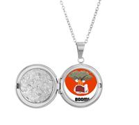 no/no Collier avec médaillon en forme d'éruption volcanique rouge en colère - Cadeau d'anniversaire