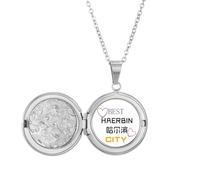 no/no Collier avec médaillon en forme d'icône de la ville de glace de Chine - Art déco - Cadeau d'anniversaire
