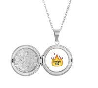 no/no Collier avec médaillon flamme ardente et brûlante - Cadeau d'anniversaire