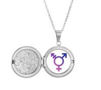 no/no Collier avec médaillon identité de genre arc-en-ciel - Cadeau d'anniversaire