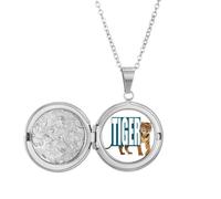 no/no Collier avec médaillon motif chats et tigres féroces Art déco